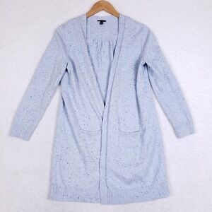 Talbots Light Blue Speckled Open-Front Cardigan